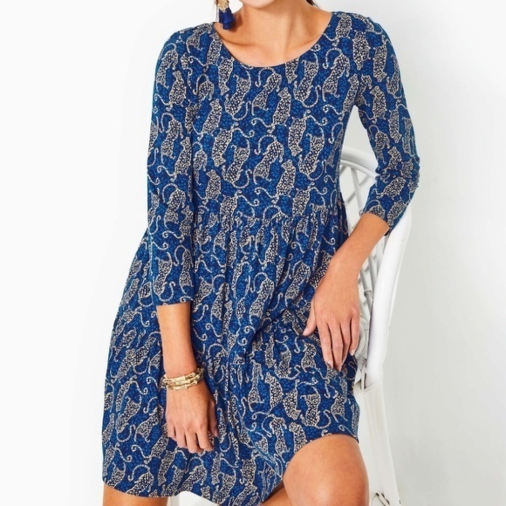 Lilly Pulitzer Navy and Cream Patterned Mini Dress